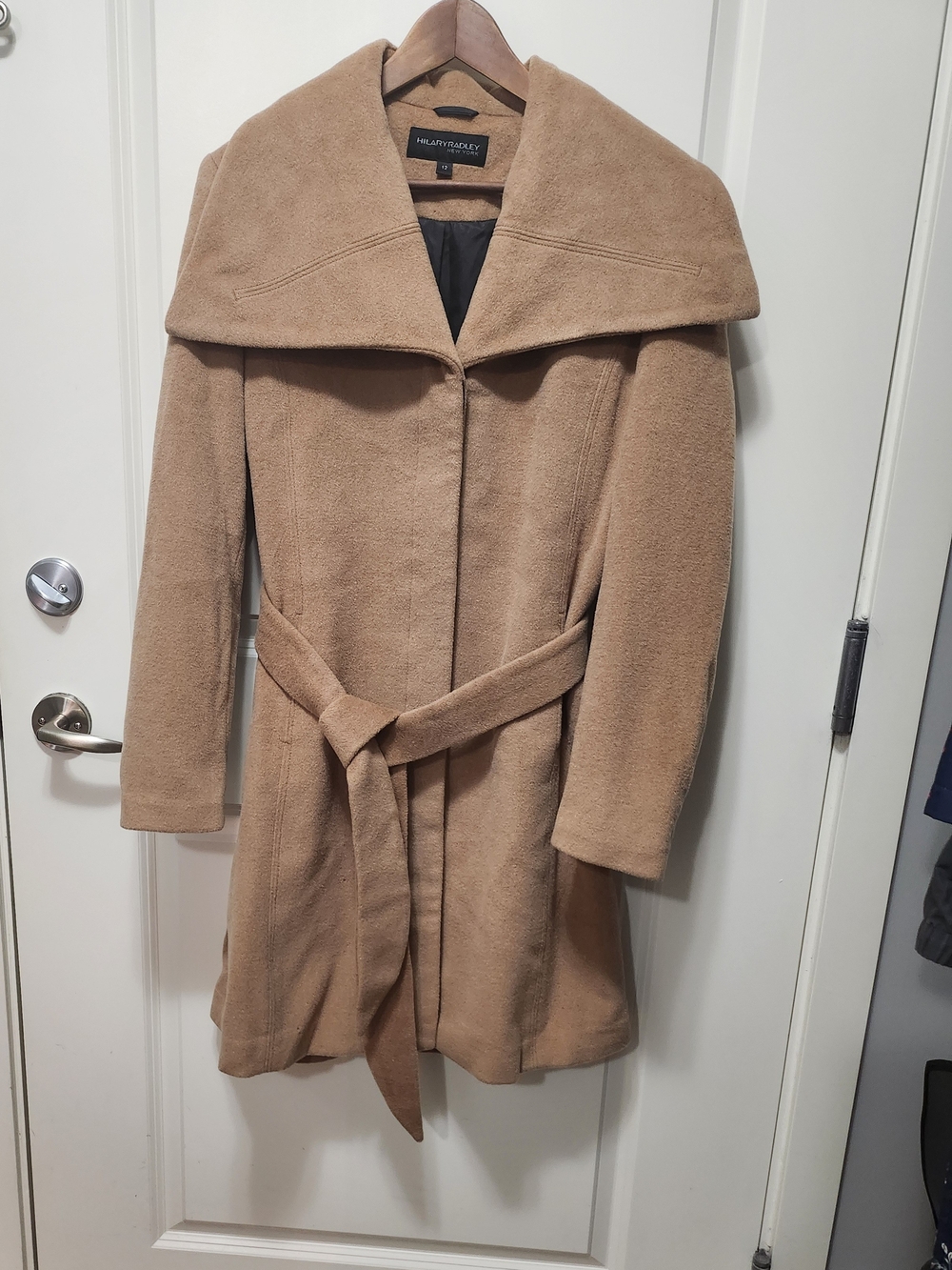 Hilary Radley Camel Wrap Belted Trench Coat